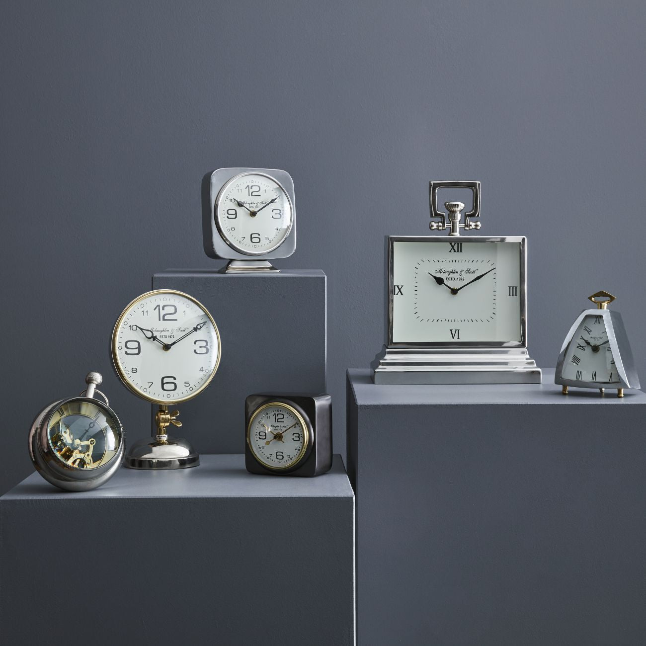 Thompson Solid Aluminium Black Square Carriage Mantel Clock